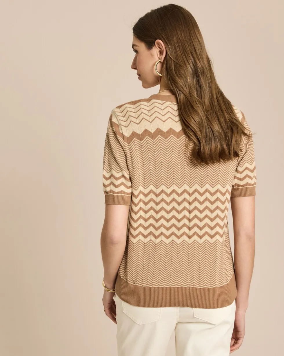 Ajour Kurzarm Strick Cardigan