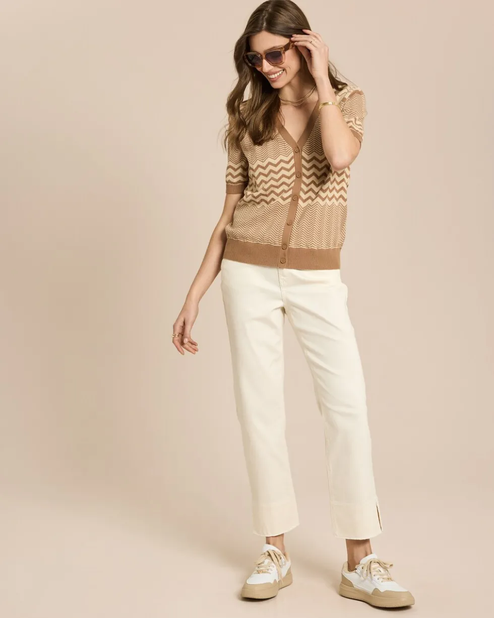 Ajour Kurzarm Strick Cardigan