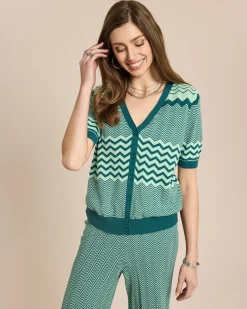 Ajour Kurzarm Strick Cardigan