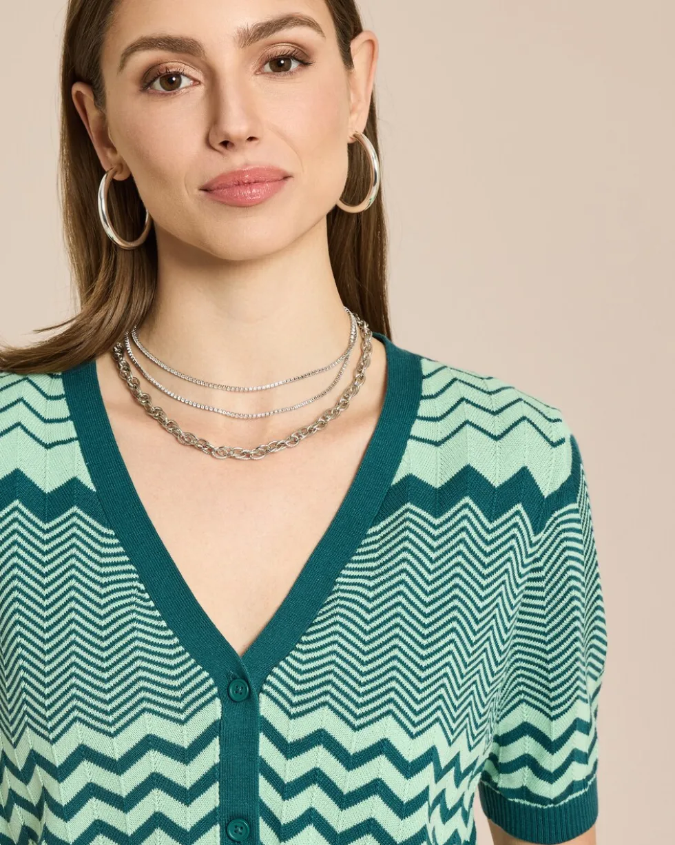 Ajour Kurzarm Strick Cardigan
