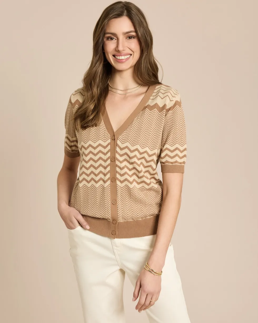 Ajour Kurzarm Strick Cardigan