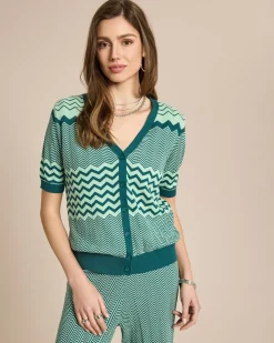 Ajour Kurzarm Strick Cardigan