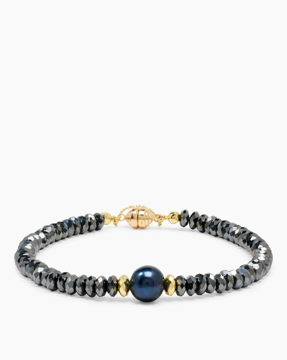 Armband mit Hämatit & Süßwasserzuchtperle