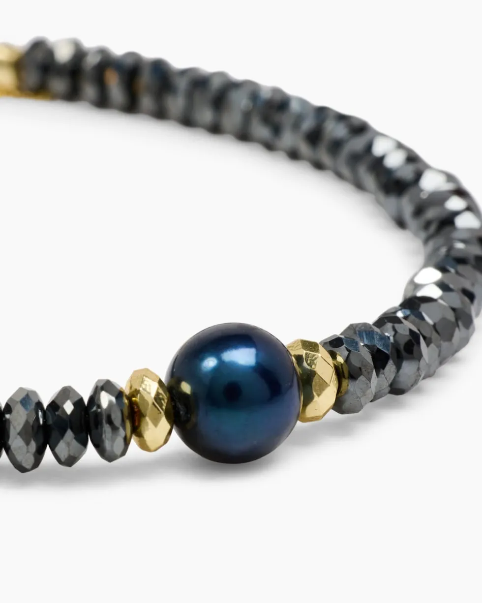 Armband mit Hämatit & Süßwasserzuchtperle