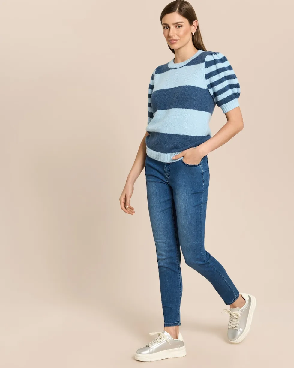 3/4-Arm-Pullover mit Streifen