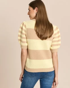 3/4-Arm-Pullover mit Streifen