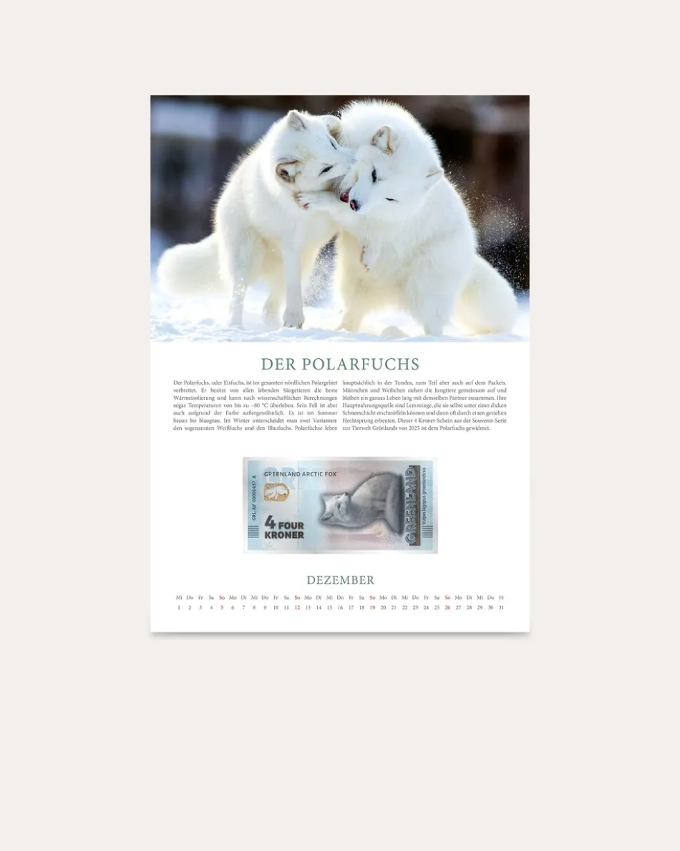 Banknotenkalender Tiere 2027