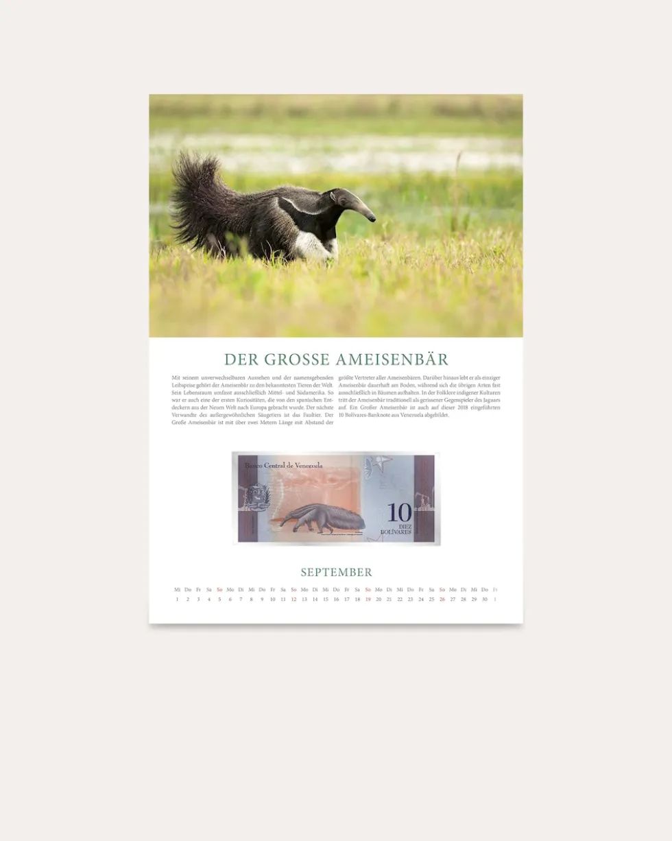 Banknotenkalender Tiere 2027