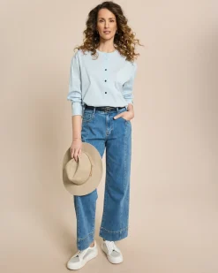Baumwollstretch Bluse boxy