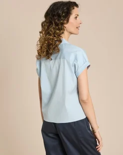 Baumwollstretch-Bluse kurzarm