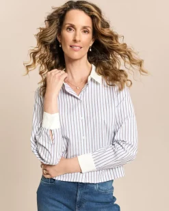 Baumwollstretch Bluse Streifenmix