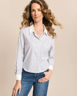 Baumwollstretch Bluse Streifenmix