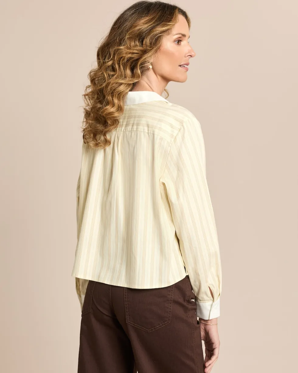 Baumwollstretch Bluse Streifenmix