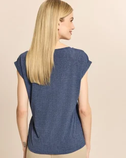 Überschnittenes T-Shirt in Denimoptik