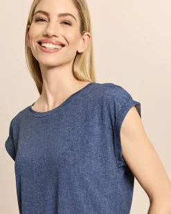 Überschnittenes T-Shirt in Denimoptik