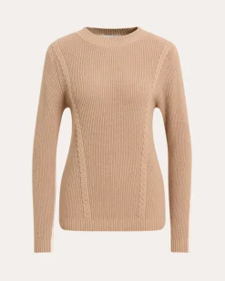 Bicolor Pullover mit Zopfmuster