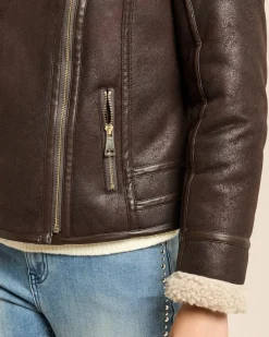 Bikerjacke Lammfellimitat