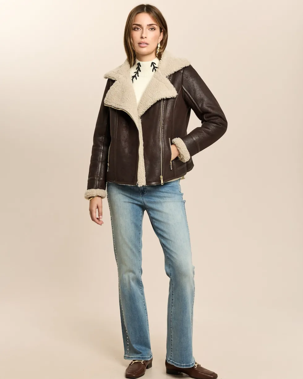 Bikerjacke Lammfellimitat