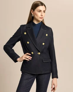 Blazer aus Denim mit Goldknöpfen