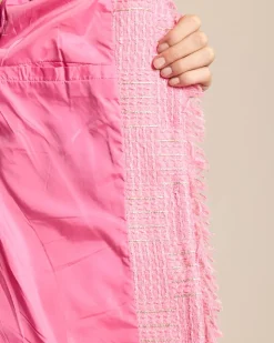 Blazer mit Bouclé-Optik und Fransen
