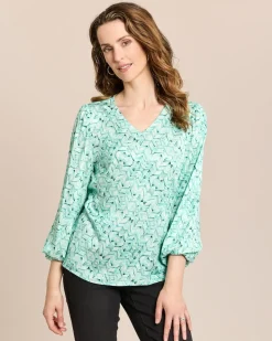 Bluse aus Viskose-Stretch, bedruckt