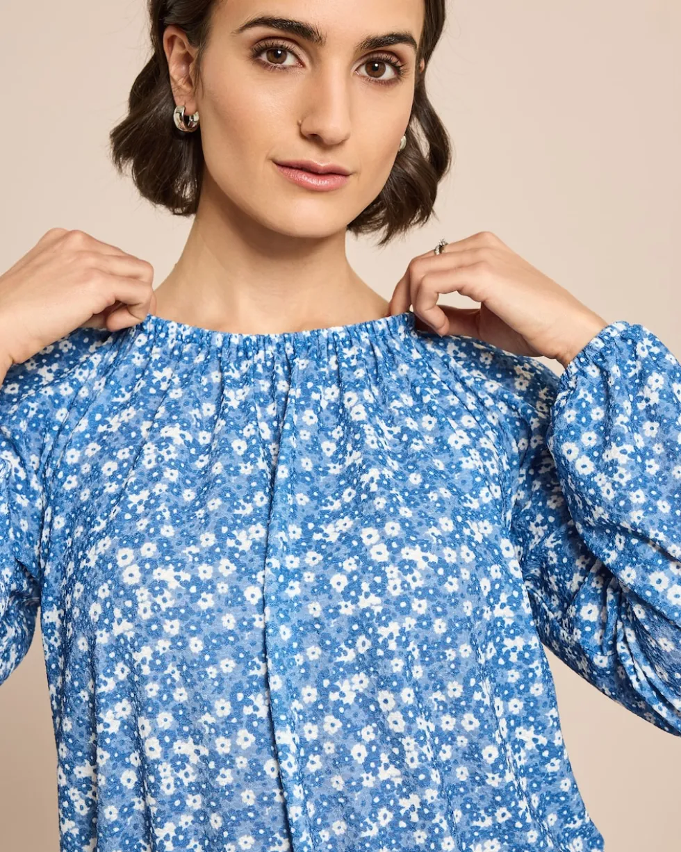 Bluse in Jacquardjersey mit Blumendruck