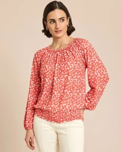 Bluse in Jacquardjersey mit Blumendruck