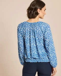 Bluse in Jacquardjersey mit Blumendruck
