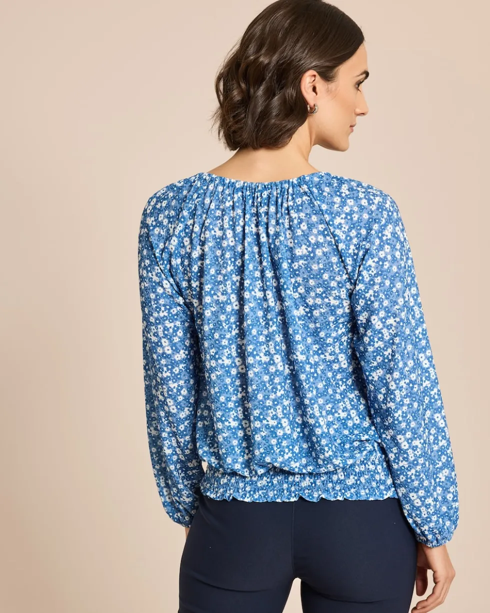Bluse in Jacquardjersey mit Blumendruck