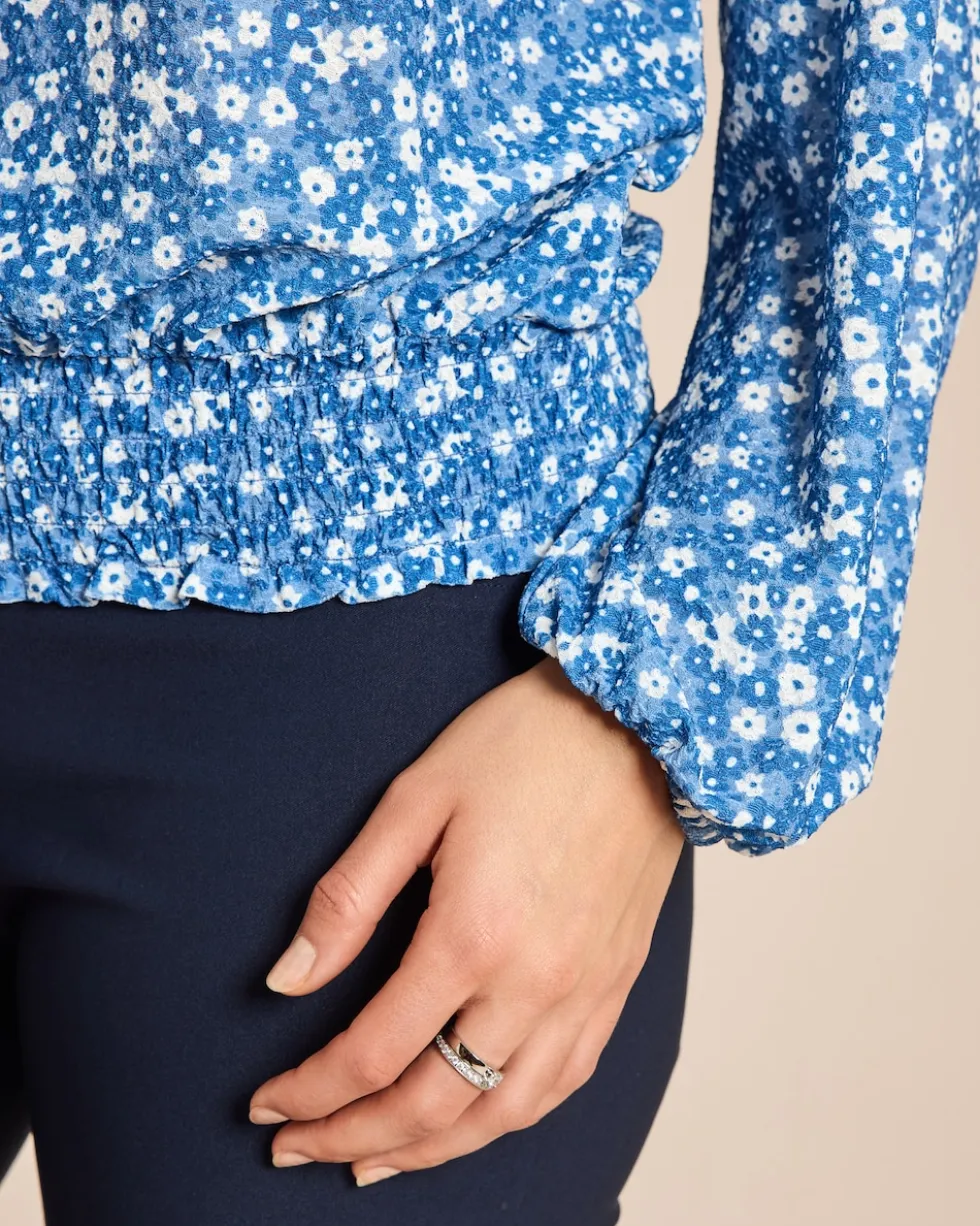 Bluse in Jacquardjersey mit Blumendruck