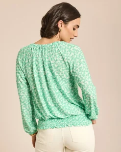 Bluse in Jacquardjersey mit Blumendruck