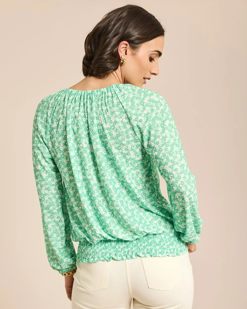Bluse in Jacquardjersey mit Blumendruck