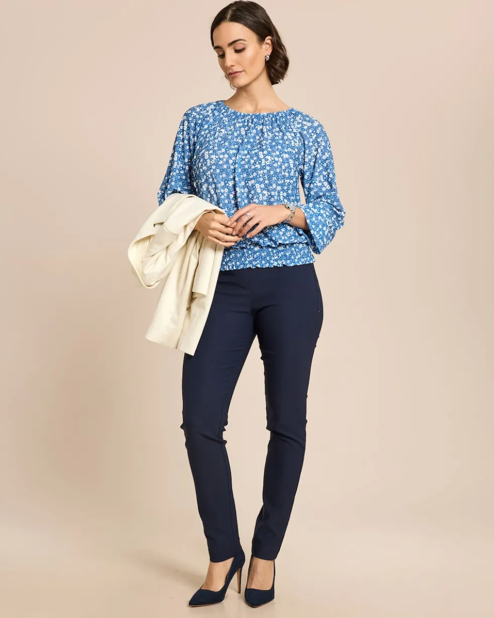 Bluse in Jacquardjersey mit Blumendruck