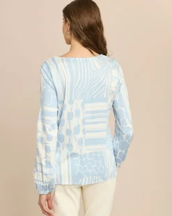 Bluse in Viscose-Stretch mit Druck