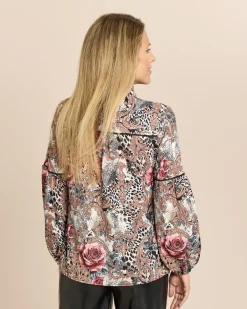 Bluse mit Animal- und Blumenprint