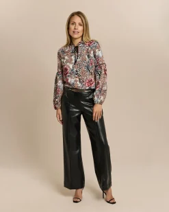 Bluse mit Animal- und Blumenprint