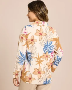 Bluse mit Hemdkragen Blätter-u.Blüten