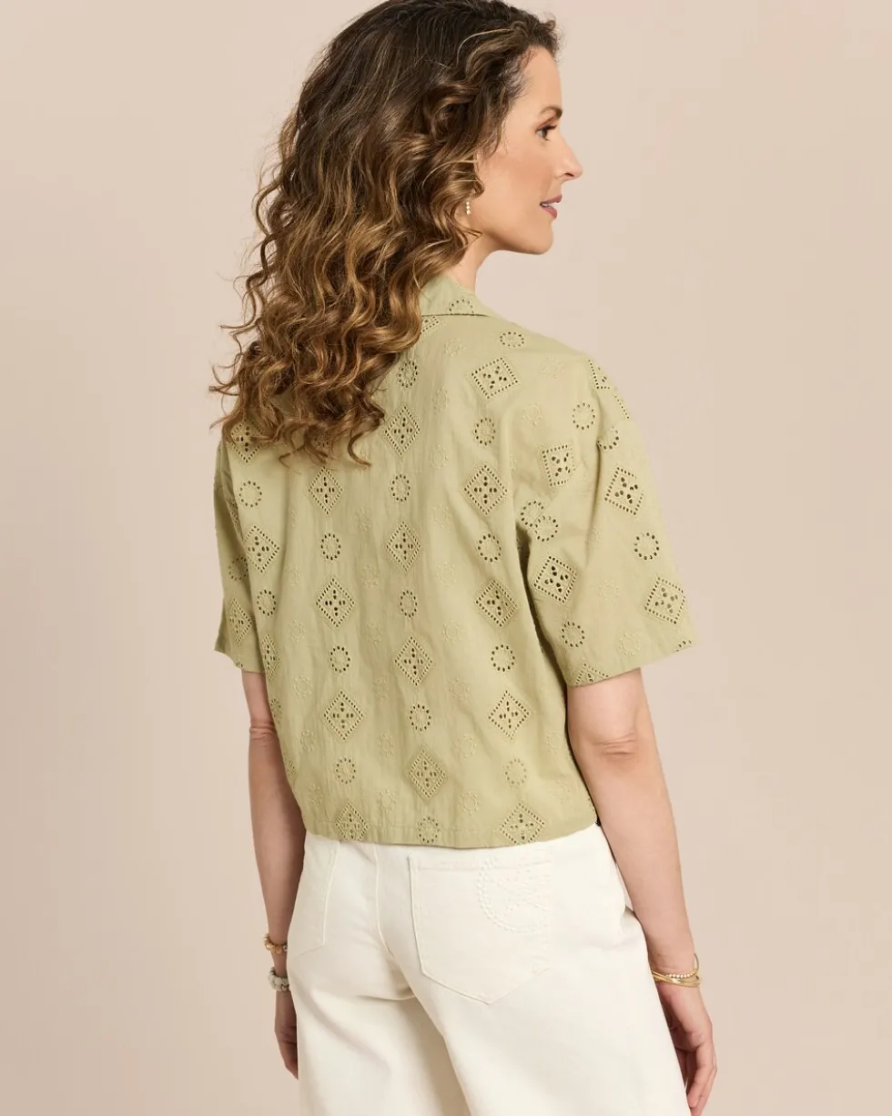 Bluse mit Lochstickerei