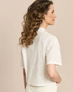 Bluse mit Lochstickerei