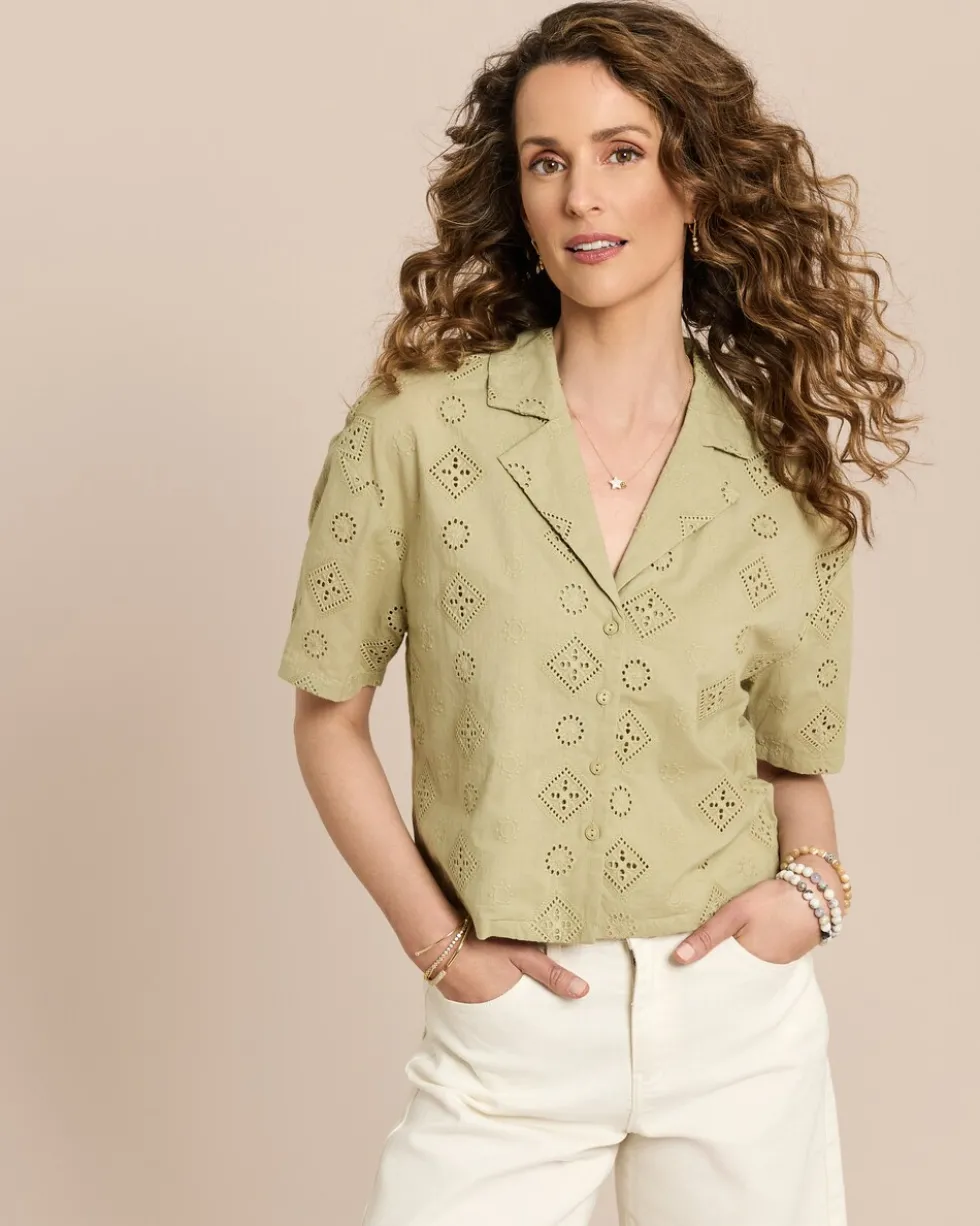 Bluse mit Lochstickerei