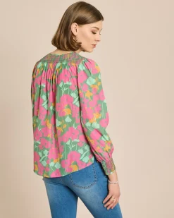 Bluse mit Smock-Detail