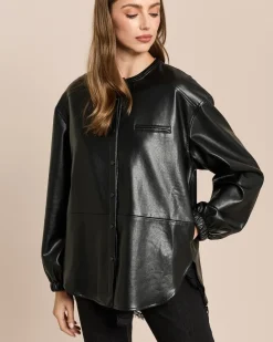 Blusenjacke in Lederimitat