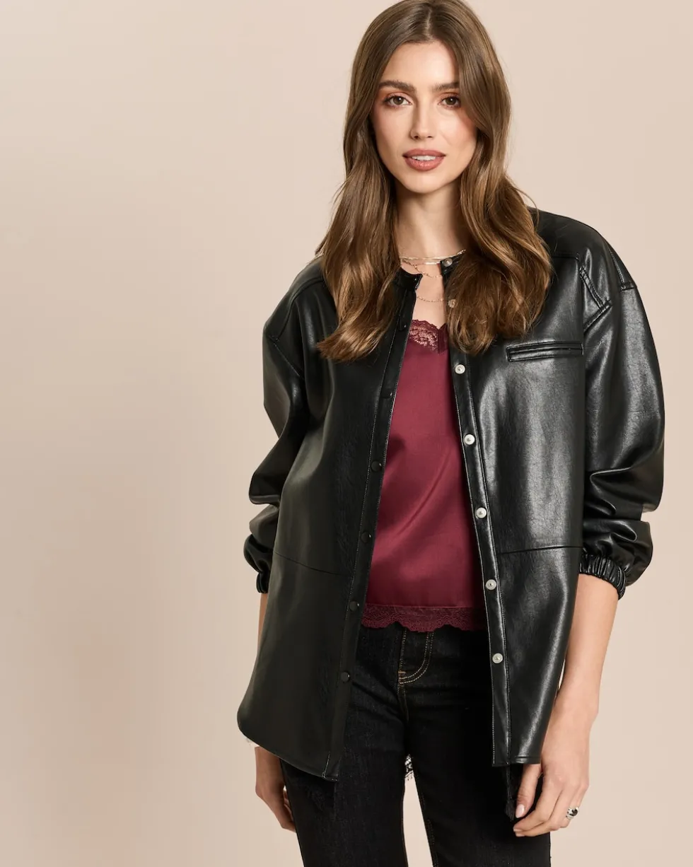 Blusenjacke in Lederimitat