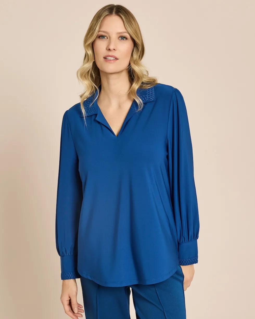 Blusenshirt mit Spitzenkragen