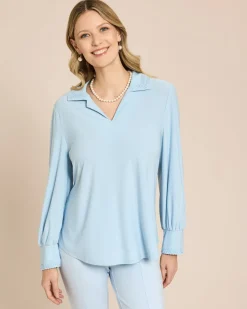 Blusenshirt mit Spitzenkragen