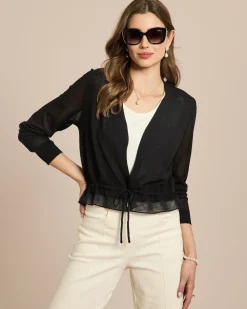 Bolero Strickjacke mit Mesheinsätzen