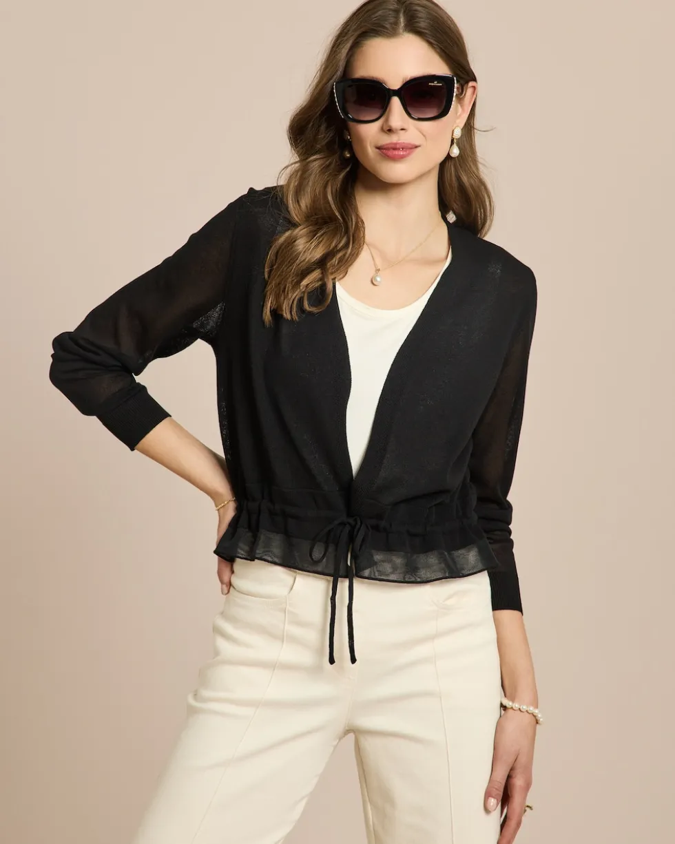 Bolero Strickjacke mit Mesheinsätzen