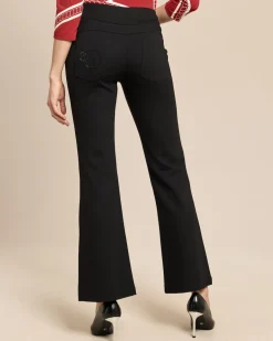 Bootcut Hose aus Ponte mit Steinchen