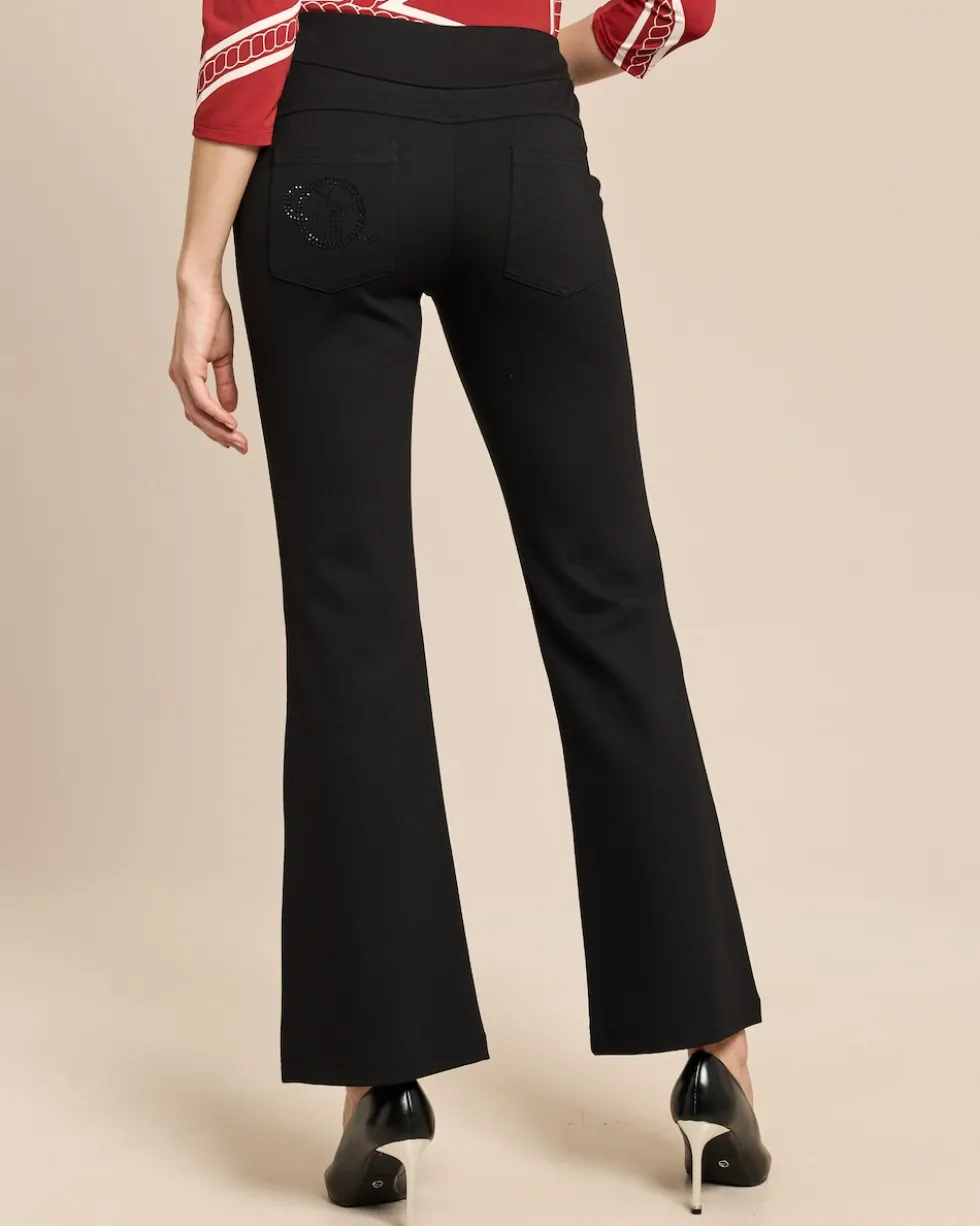 Bootcut Hose aus Ponte mit Steinchen