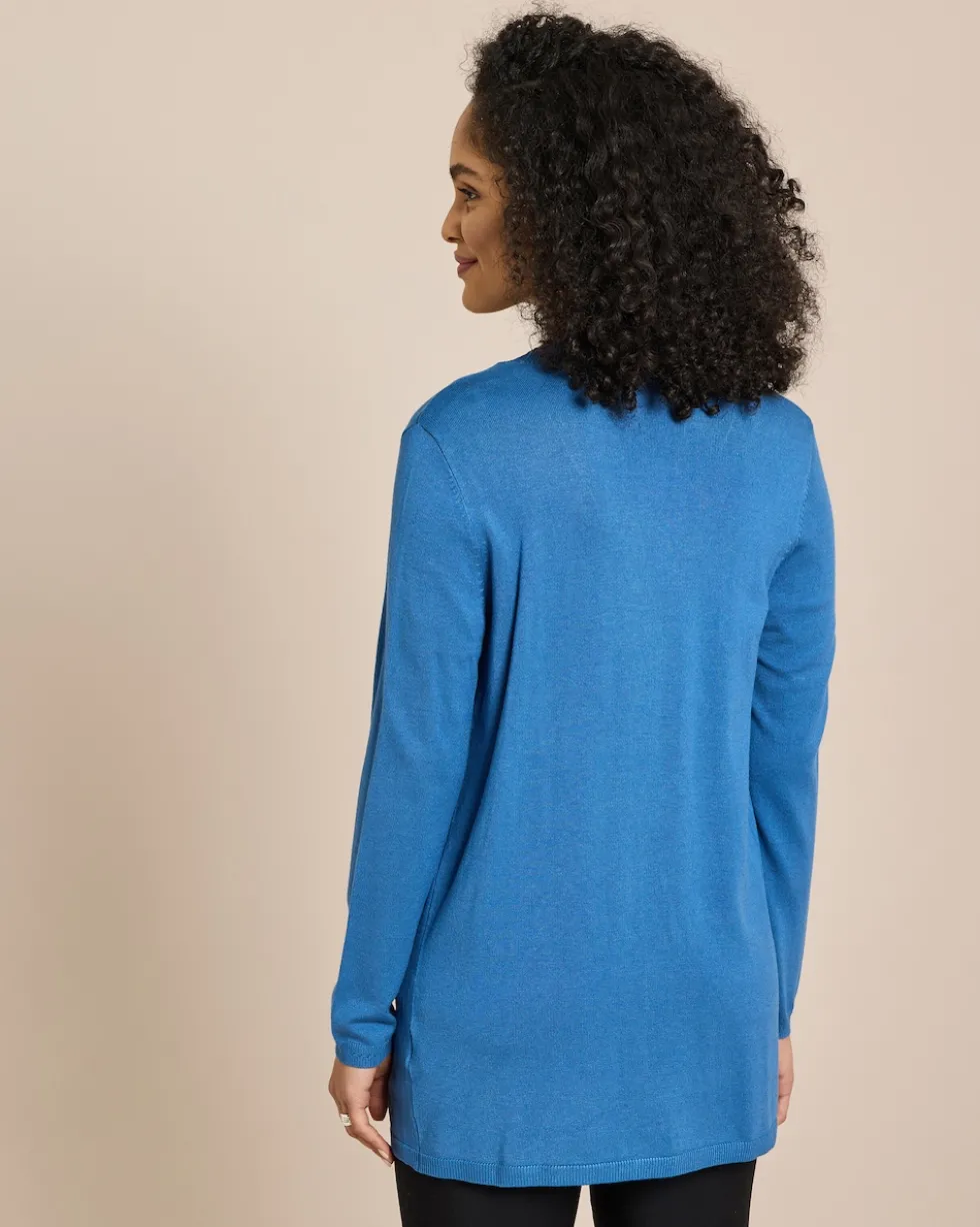 Cardigan 1/1-Arm mit Ajour-Rippe